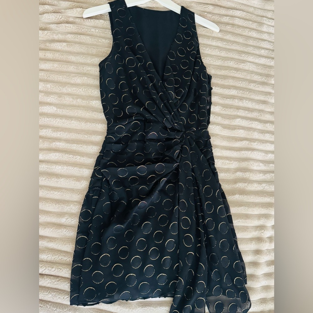 Chiffon holiday Black & Gold sleeveless Women's Dress XS🖤🥂